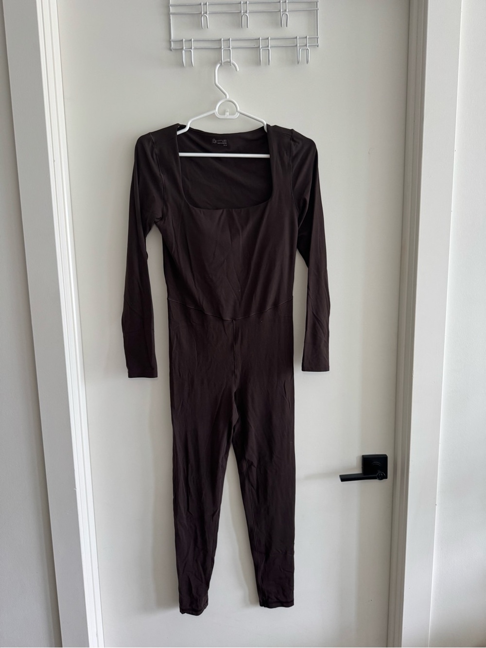 aerie Long Sleeve Scoop Neck Jumpsuit in Dark Brown
